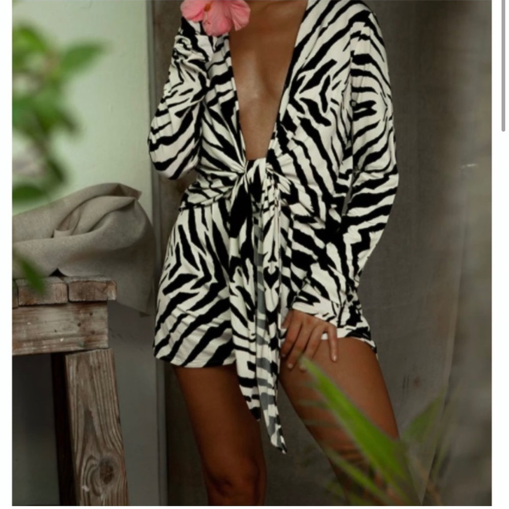 Rat & Boa Allegra Black and White Stretch Mini Dress XS Zebra Soft